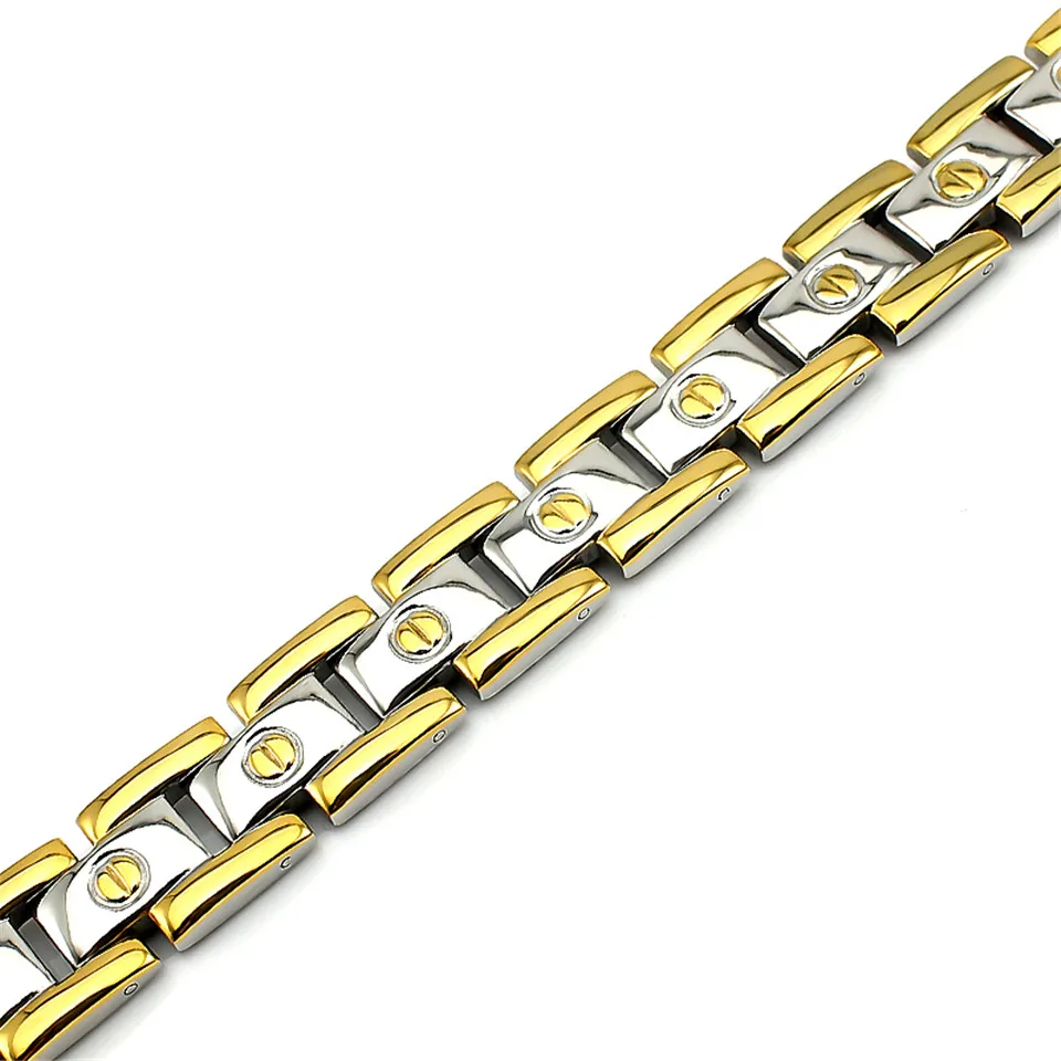 Нержавеющая сталь звено цепи энергии браслет Золотое покрытие вдохновляющие