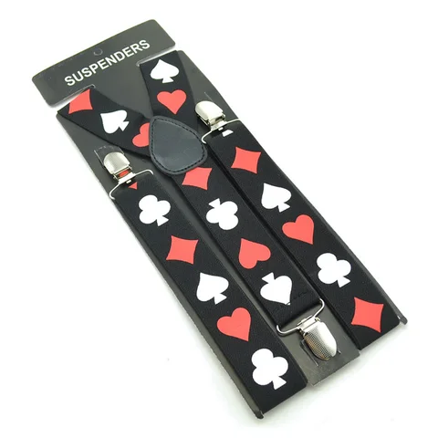 Подтяжки для Для мужчин Clip-на брекеты упругой чулок для брюк держатель для брюк 3,5 см ремень игральных карт с подтяжками на бретелях