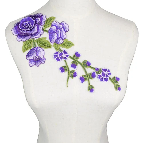 NL143Purple 3D Mulity Красочные цветы пришить патчи Вышивка Патчи одежда панк Мотив Аппликация DIY аксессуары для одежды Скрапбукинг - Цвет: NL143Purple