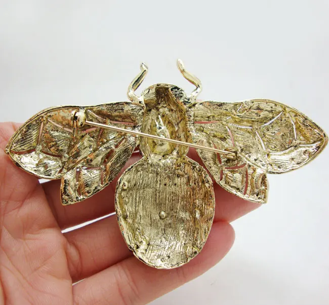 Модная элегантная брошь пчела насекомое золотого цвета булавка с синим