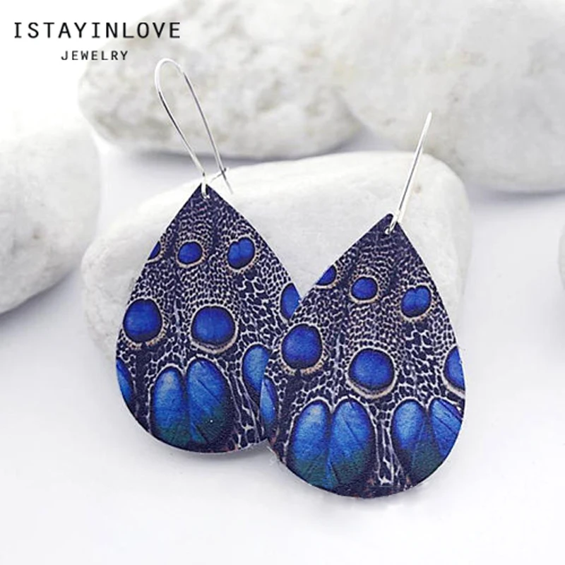 ISTAYINLOVE ювелирные изделия Модный узор из натуральной кожи серьги подвески