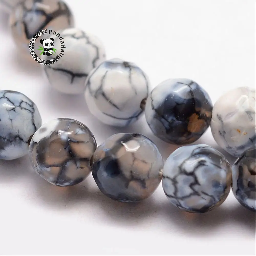 

5Strands Natural Bead Strands, Round, Faceted, Dyed & Heated, White, 8mm, Hole: 1mm; about 47pcs/strand, 15"