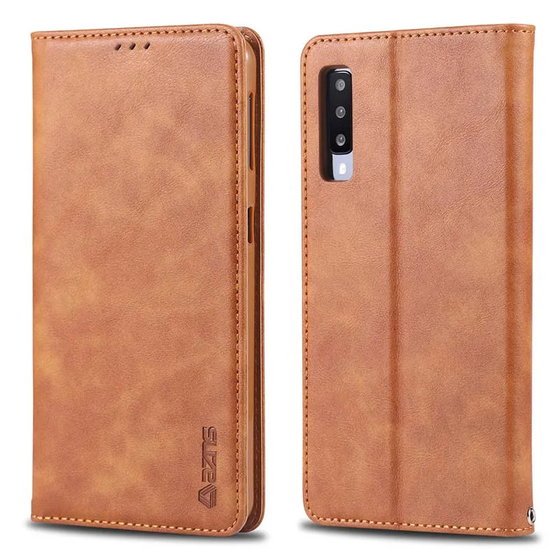 Light Brown Хороший Винтажный чехол из искусственной кожи для samsung Galaxy A70 A 10 20 30 40 50 60 80 S из искусственной кожи+ мягкий цветной ТПУ чехол-книжка с подставкой - Цвет: Light Brown