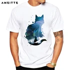 2019 AMEITTE творческий дизайн рисунка, футболка с котом без узора, Мужская хипстерская летняя новинка, крутые белые топы с принтом, футболка