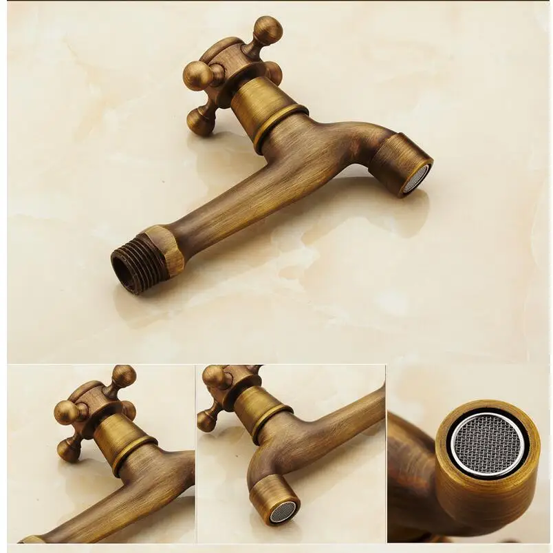 Vintage Dual Use Faucet Bathroom Wall Mounted Single Cold Water Washing Machine Sink Mop Pool Outdoor Garden Tap|Смесители для