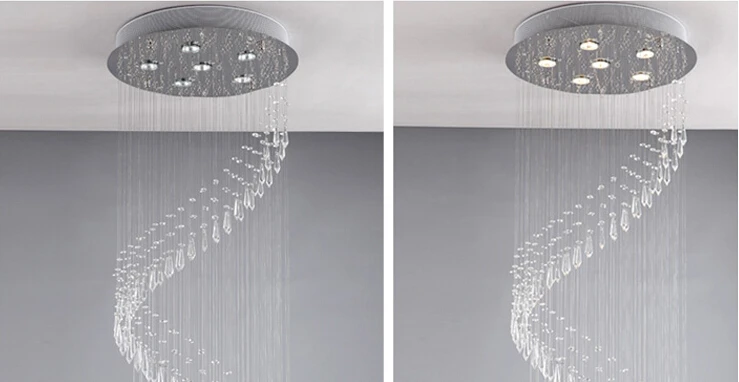 値段 新しい高級ハーフボールgeniuneクリスタルレインドロップライトペンダントランプサスペンションライトスパイラル階段ダイニングルーム