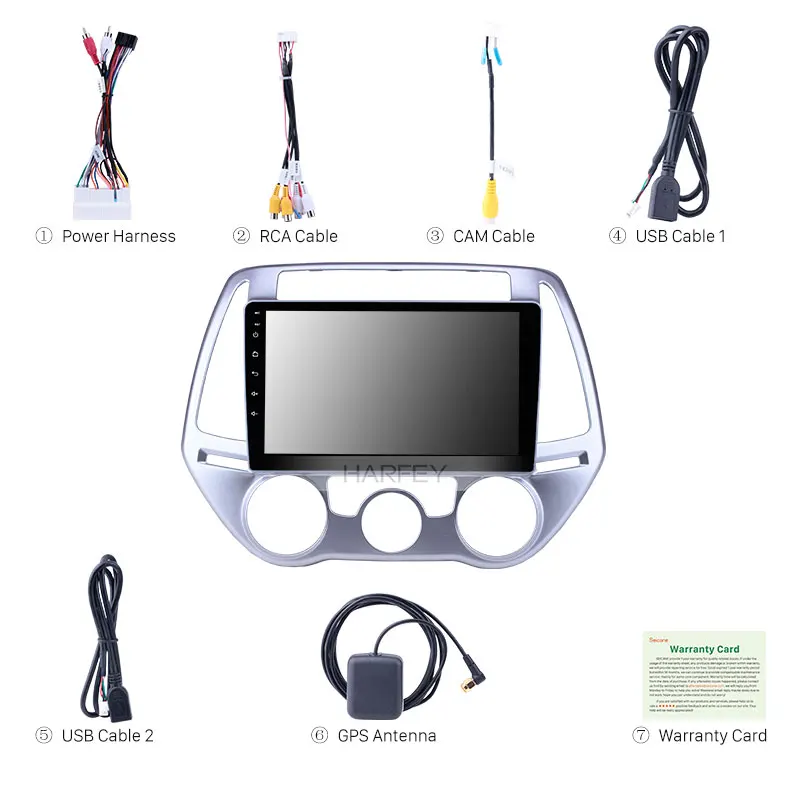 Harfey 9 дюймов Android 1 HD сенсорный экран GPS навигация радио для Hyundai i20 Руководство A/C 2012