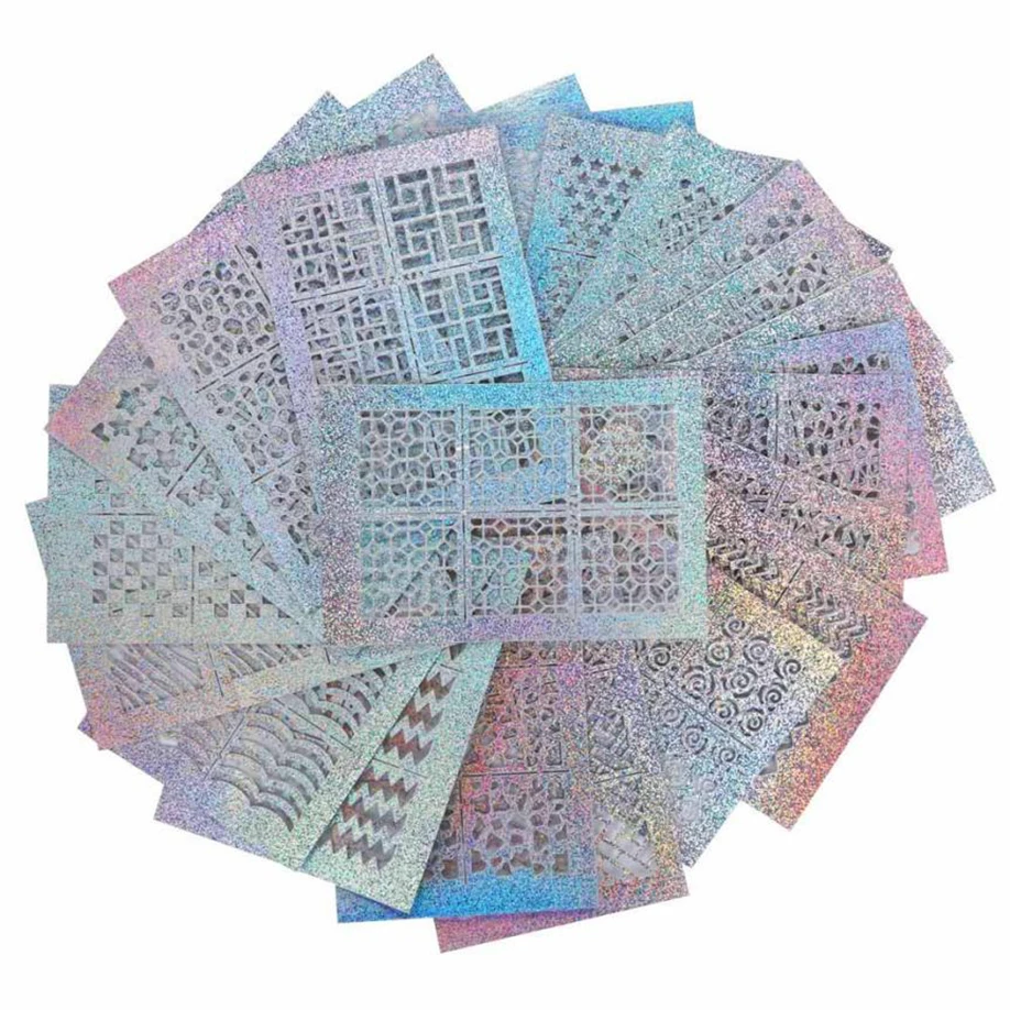 Best Selling New Nail Art Stickers 24 Sheets Hollow Irregular Grid Stencil Reusable Manicure | Красота и здоровье