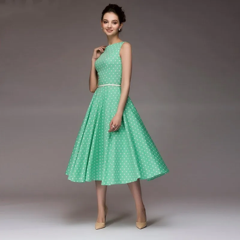Винтажное платье 2018 Лето Новое без рукавов с круглым вырезом vestidos женское