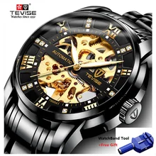 TEVISE Number Sport Design Mechanical Watches Waterproof Mens Watches Top Brand Luxury Male Clock Me