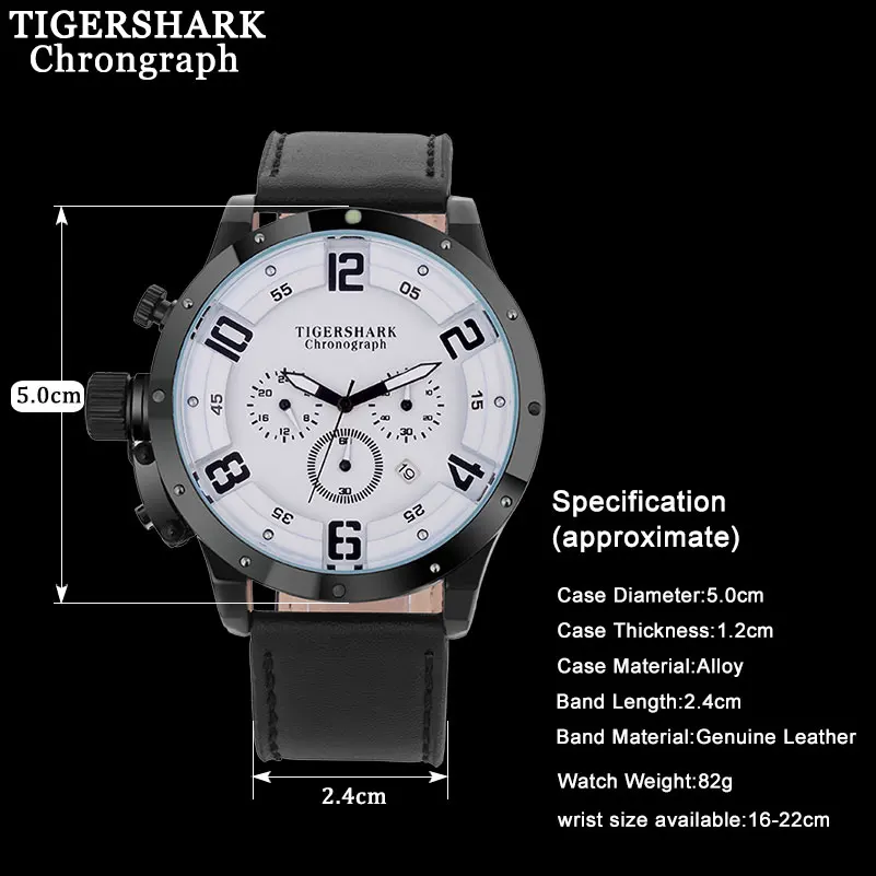 Часы наручные TIGERSHARK Мужские кварцевые спортивные брендовые водонепроницаемые с
