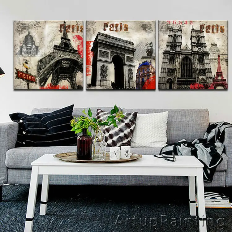 Большие 3 панели Художественная печать на холсте Красивая Нью Йорк Лондон пары