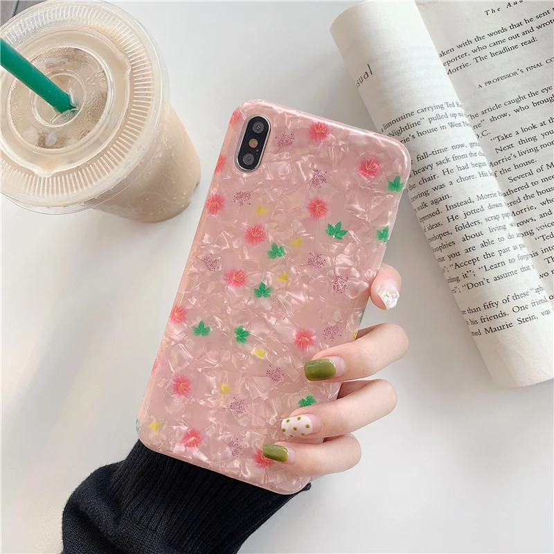 WTSZKL милый чехол для телефона с цветочным узором в виде ракушек iPhone X Xs Max Xr 8 7 6 6s Plus