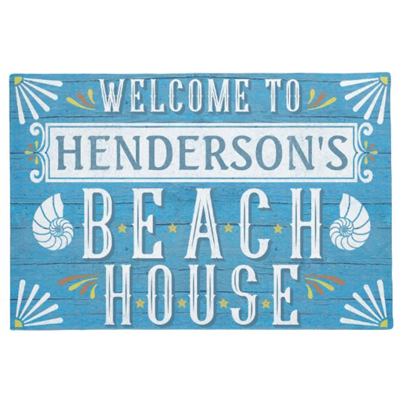 

Beach House Nautical Coastal Shells Custom Name Doormat Home Decoration Entry Non-slip Door Mat Rubber Washable Floor mat