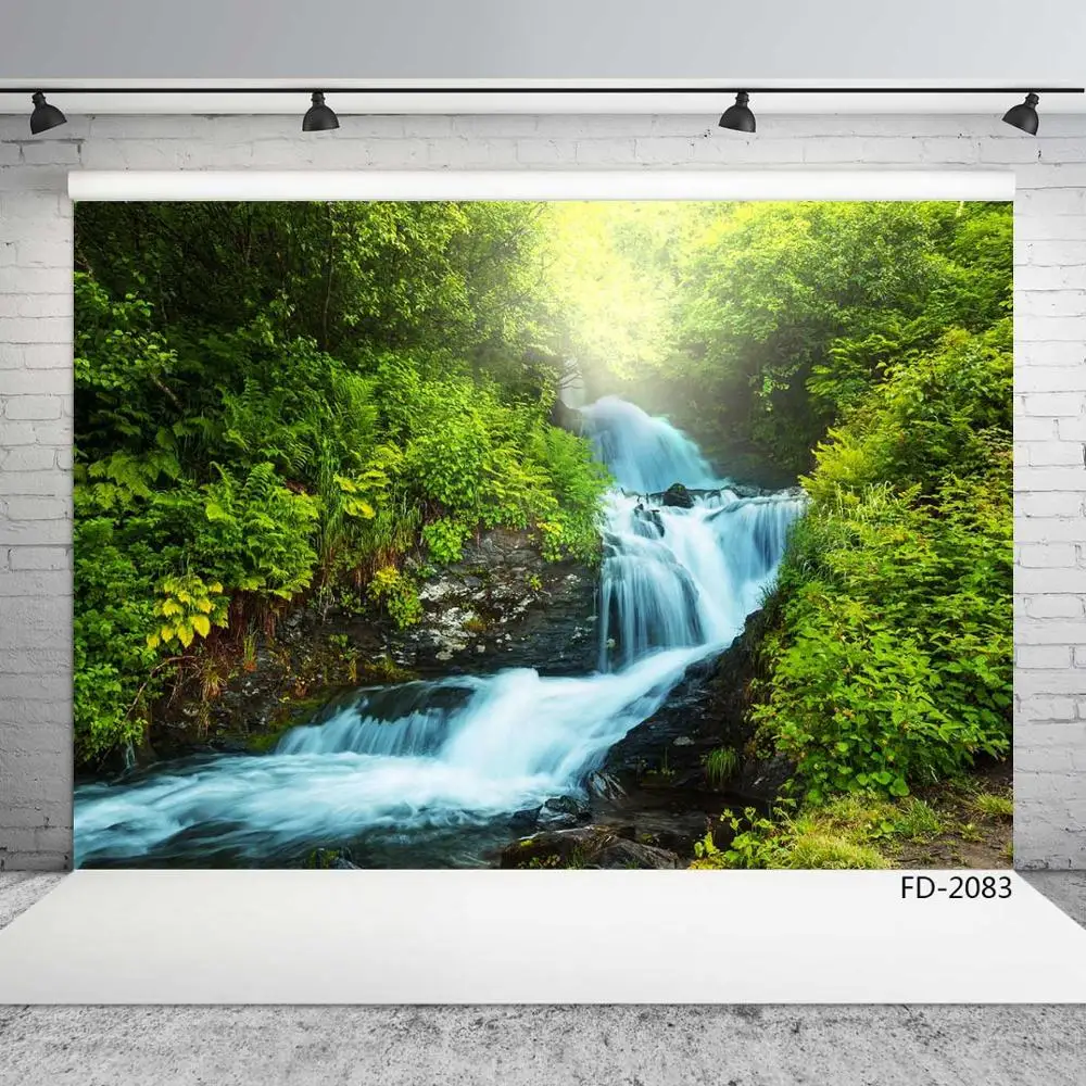 Фото Живописные фоны для фотосъемки с изображением водопада На Заказ Тканевые