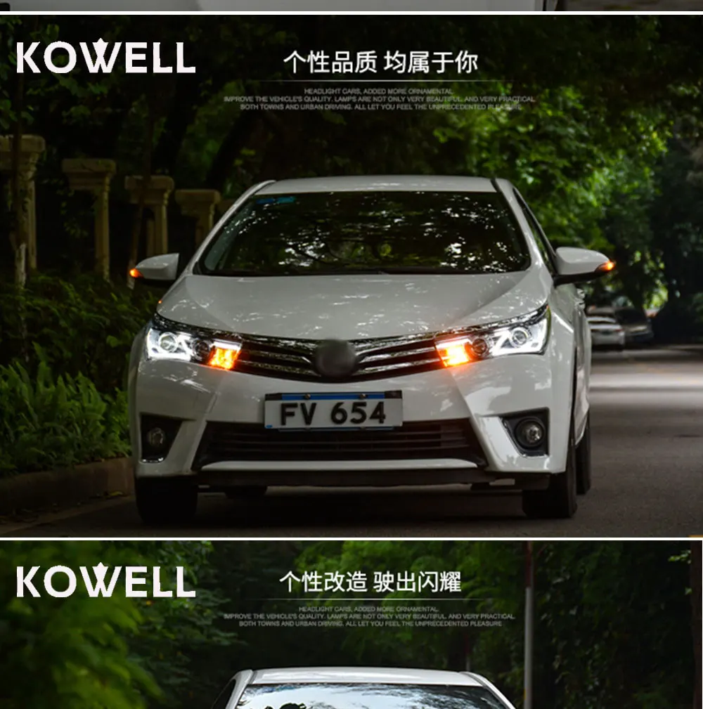 KOWELL автомобильный Стайлинг для Toyota Corolla фары- Altis светодиодный фары DRL Биксеноновые линзы Высокий Низкий луч парковка противотуманная фара