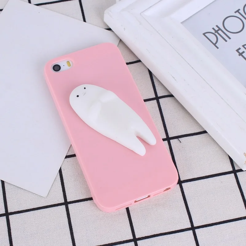 Squishy Mobile phone Cases For iphone 7 7Plus Cute 3D Soft Lazy Cat Cartoon Back Cover Candy colors case for 6 6s |