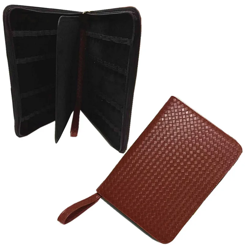 Большой чехол из ПУ кожи для 48 перьевой ручки кофейного цвета большой ручек |