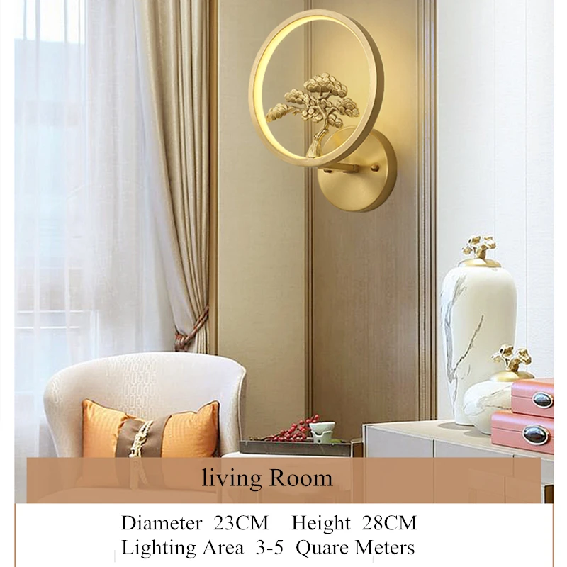 

Luminaire bedroom wall lamp Chinese Style led wall sconce for bedside Abajur background gold home deco led wall light fixtures