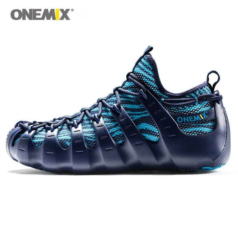 Onemix/мужские спортивные кроссовки для улицы; 1 обувь; 3 кроссовки для бега и ходьбы; кроссовки с носком; Экологически чистая обувь - Цвет: Blue