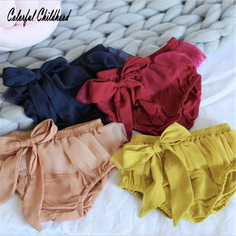 

Милые шорты для маленьких детей, летние шорты с бантом для мальчиков и девочек, хлопковое тонкое нижнее белье для малышей 0-24 месяцев