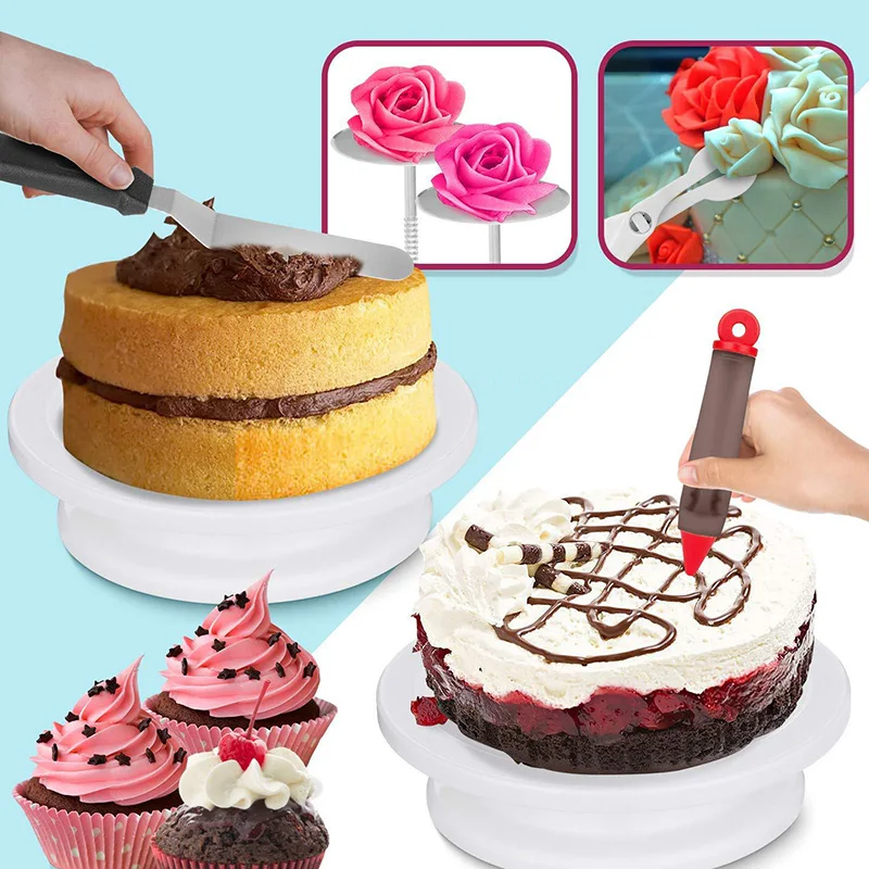 164 шт DIY комплект для украшения торта, инструменты для выпечки, нескользящий поворотный стол для торта, 48 насадок, наконечники для выпечки, цветочные сумки, лопатка, цветок Nai