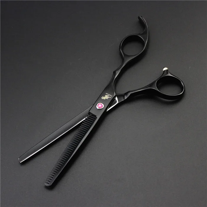 thinning scissors 7,0 дюймов черные лакированные Тонкие зубы набор из 3 предметов Парикмахерские ножницы для ухода за домашними животными кошка и собака модные Инструменты для укладки - Цвет: thinning scissors