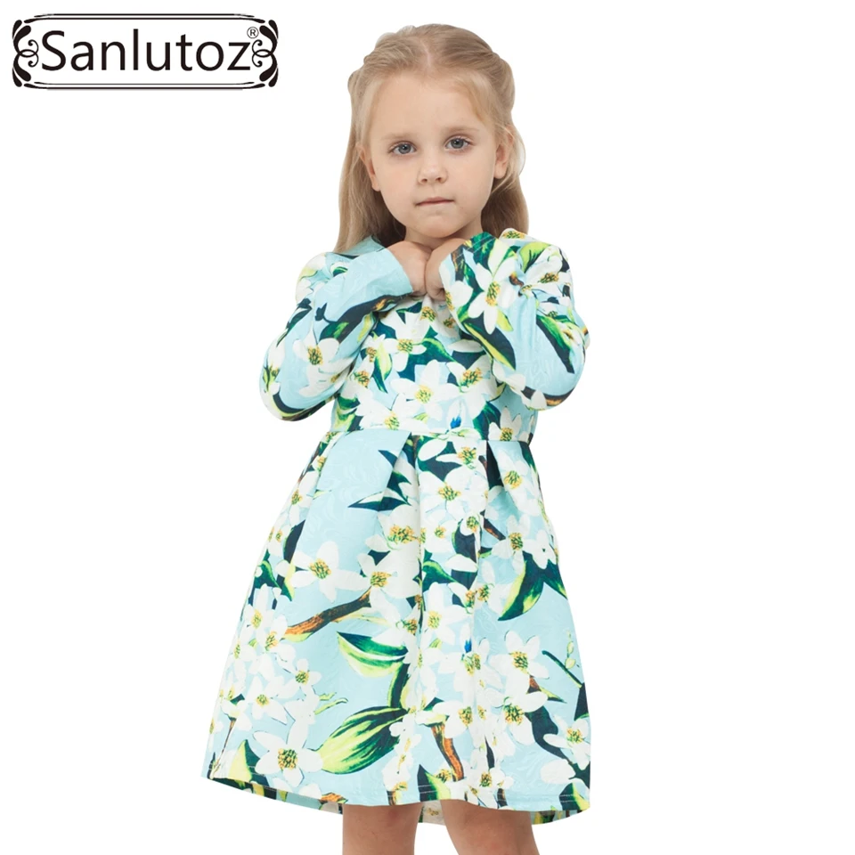 Платье для девочек с цветочным принтом зима 2016 детская одежда брендовая детское