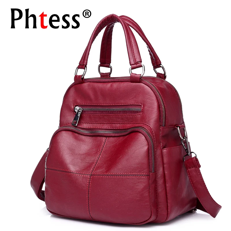 Женский кожаный рюкзак винтажный высокого качества для девочек 2019|Женские