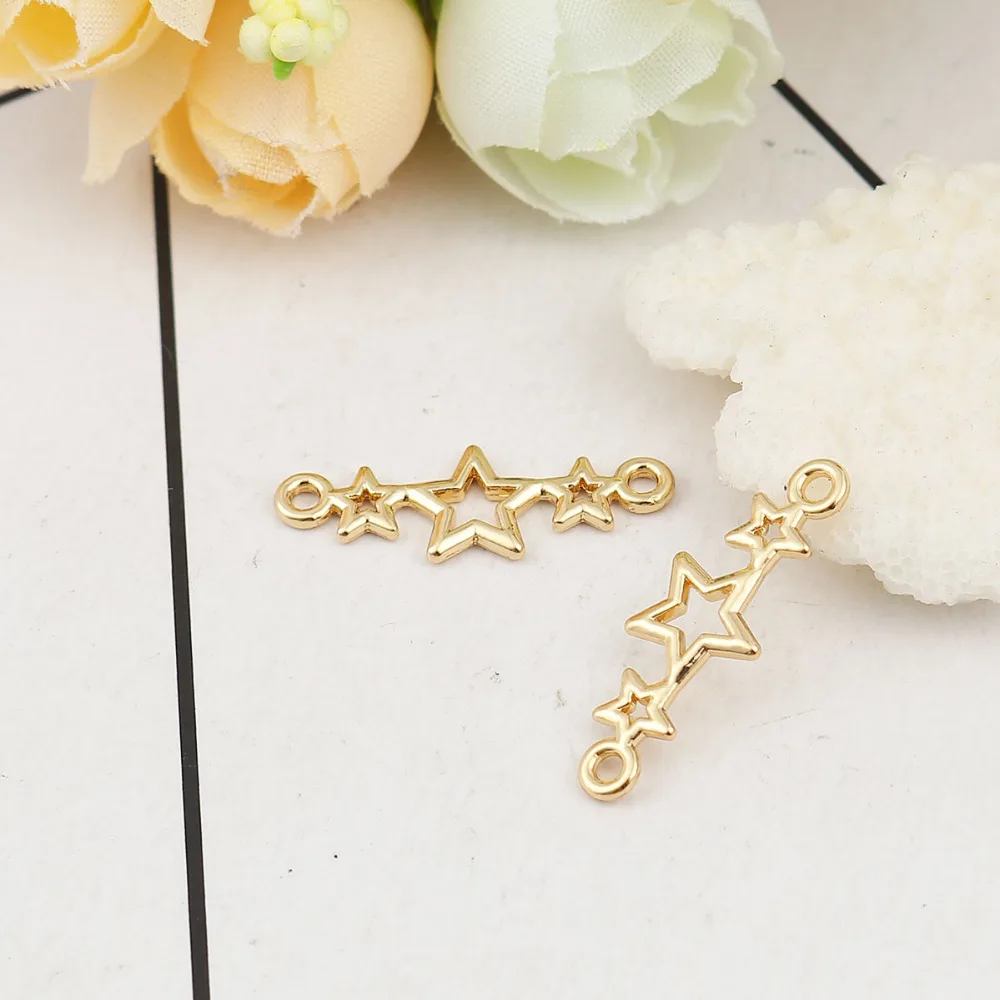 DoreenBeads Zinc Based Alloy Connectors Jewelry Findings Pentagram Star Gold Silver Color 25mm(1&quot) x 9mm( 3/8&quot) 20 PCs | Украшения