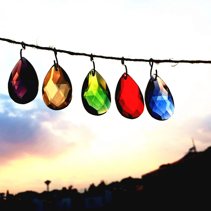 180 шт 38 мм смешанные цвета стеклянные хрустальные люстры призмы подвески