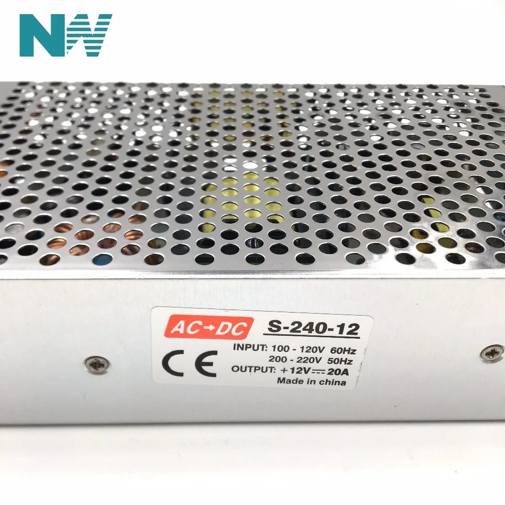 Светодиодный драйвер AC110V 220V к DC12V 20A 240W импульсный источник питания адаптер для