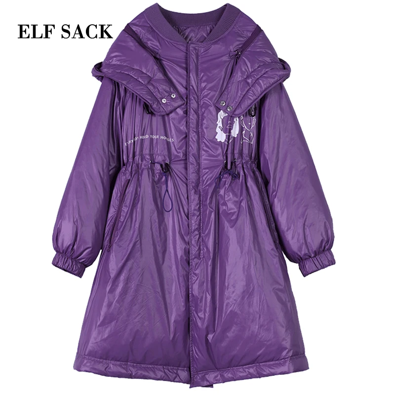 ELFSACK зимние новые толстые женские куртки повседневные хлопковые пальто с