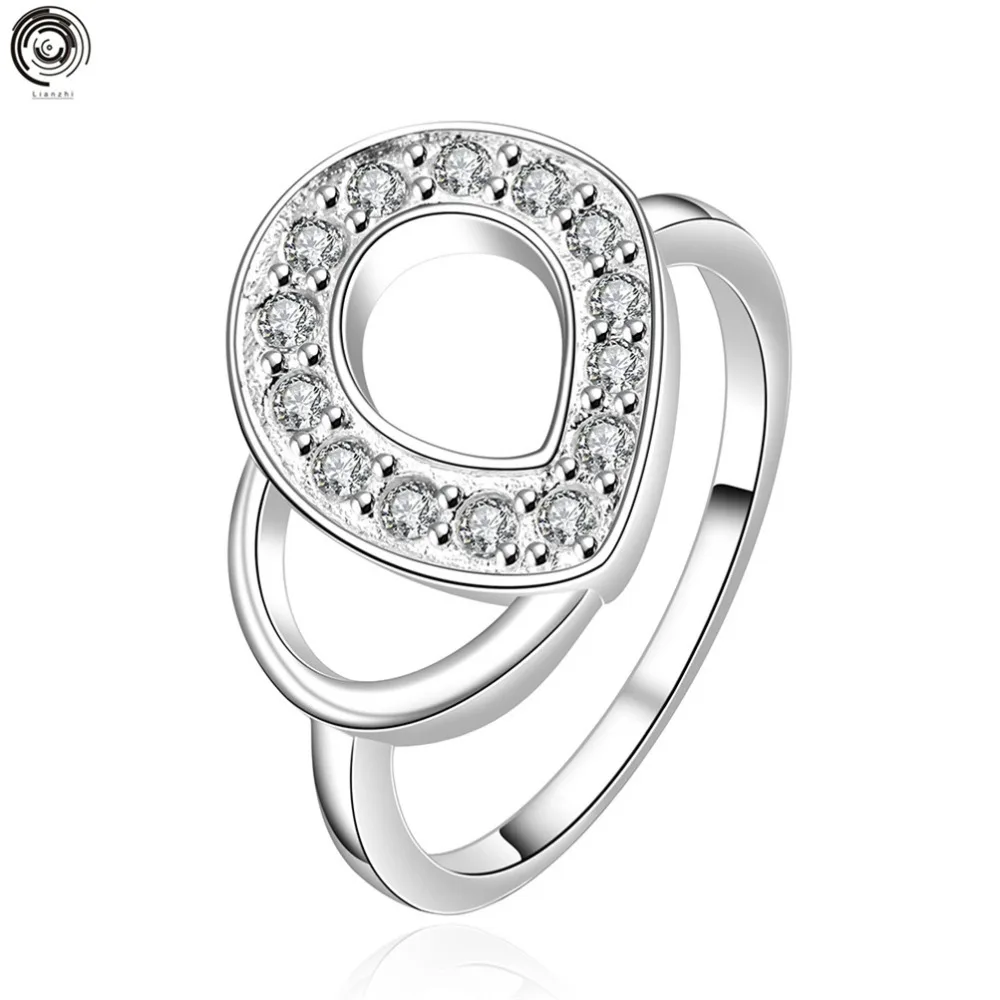 LianZhi Plating silver water droplets zircon contracted ring R559-8 LKNSPCR559-8 | Украшения и аксессуары