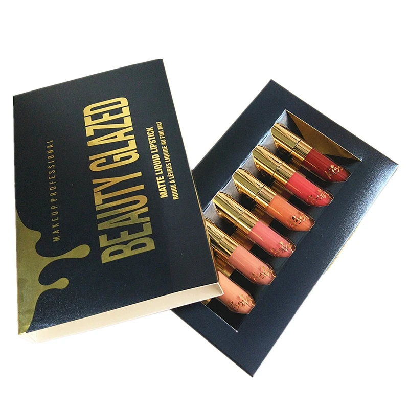 BEAUTY GLAZED 6 шт./компл. профессиональный макияж губ губная помада 6 долговечные цвета губная помада Матовая жидкая помада блеск для губ