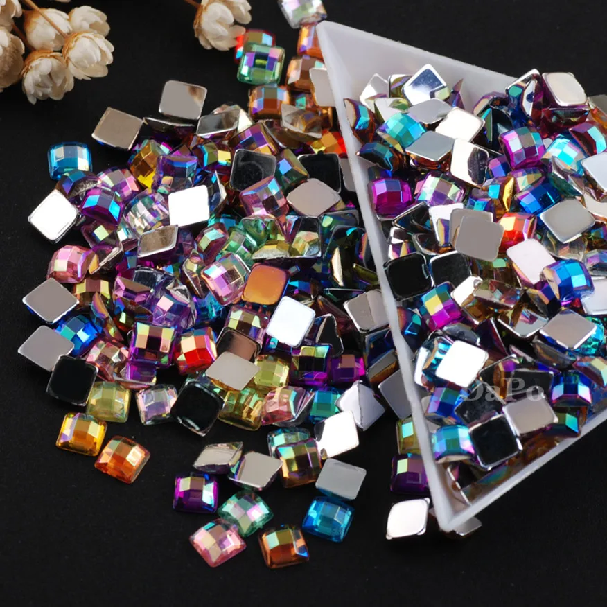 500 шт. квадратные акриловые стразы 14 цветов|Стразы| |