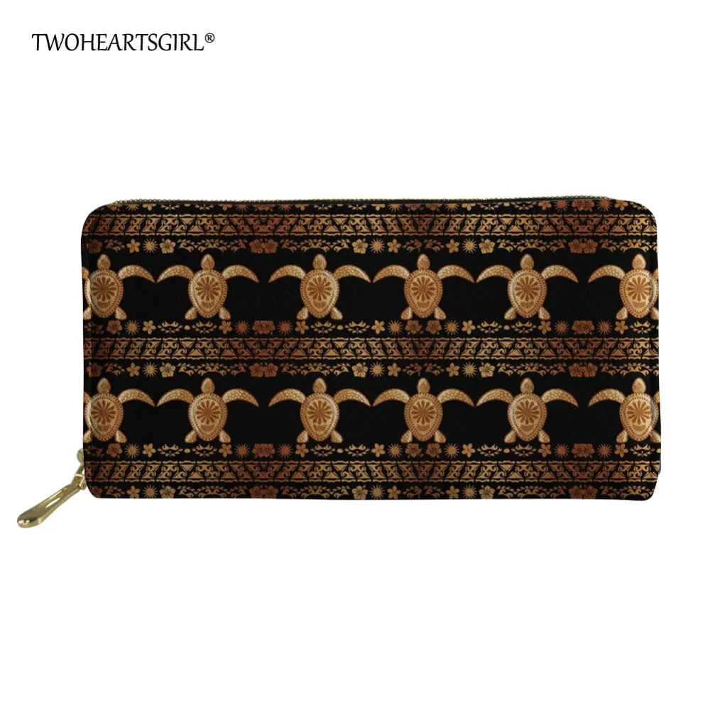 Кошелек женский кожаный на молнии с рисунком морской черепахи | Багаж и сумки