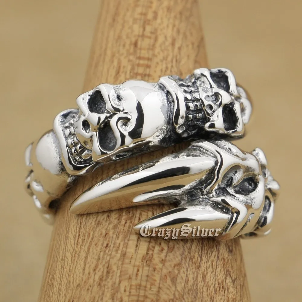 

Skull Claw Mens 925 Sterling Silver Biker Rocker Punk Ring 9W008 Free US Size 9 to 11