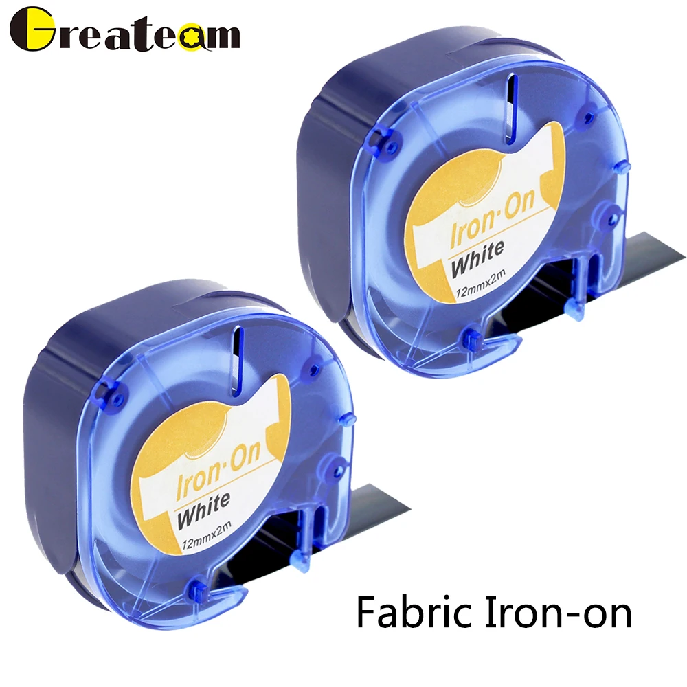 Greateam Dymo 18771 (18768 18769 18770) ткань железная черная на белом 12 мм * 2 м совместимый letratag
