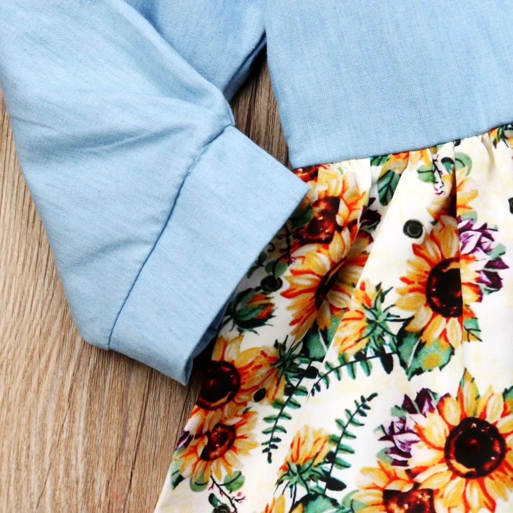 Платье-пачка с длинным рукавом для маленьких девочек Осеннее Повседневное