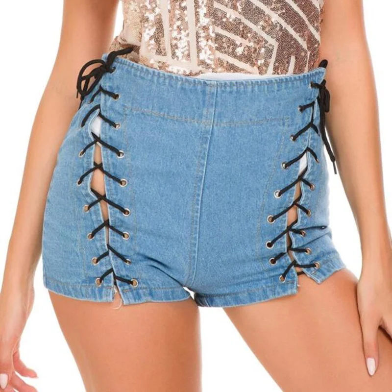 Женские джинсовые шорты с высокой талией летние облегающие сексуальные для