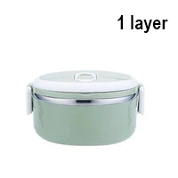 1 Layer (Green) Утолщенный Ланч-бокс из нержавеющей стали, термо-бокс для еды, Ланчбокс в японском стиле для взрослых и детей, для офиса, портативный, для пикника, школы - Цвет: 1 Layer (Green)