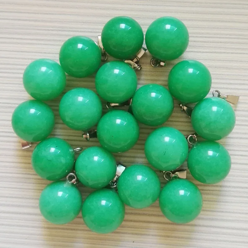 malay jade 50 шт. натуральные каменные подвески-талисманы смешанный круглый шар кулон для изготовление ювелирных ожерелий - Окраска металла: malay jade