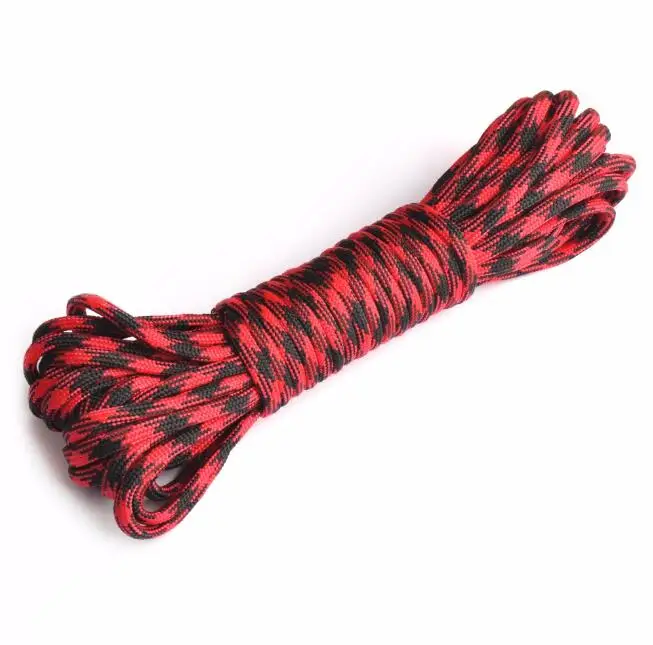 Red Black 25 футов/50 футов/100 футов 550 Паракорд парашютный шнур веревочка Mil Spec Тип III 7 стенд веревка для выживания на открытом воздухе скалолазание - Цвет: Red Black