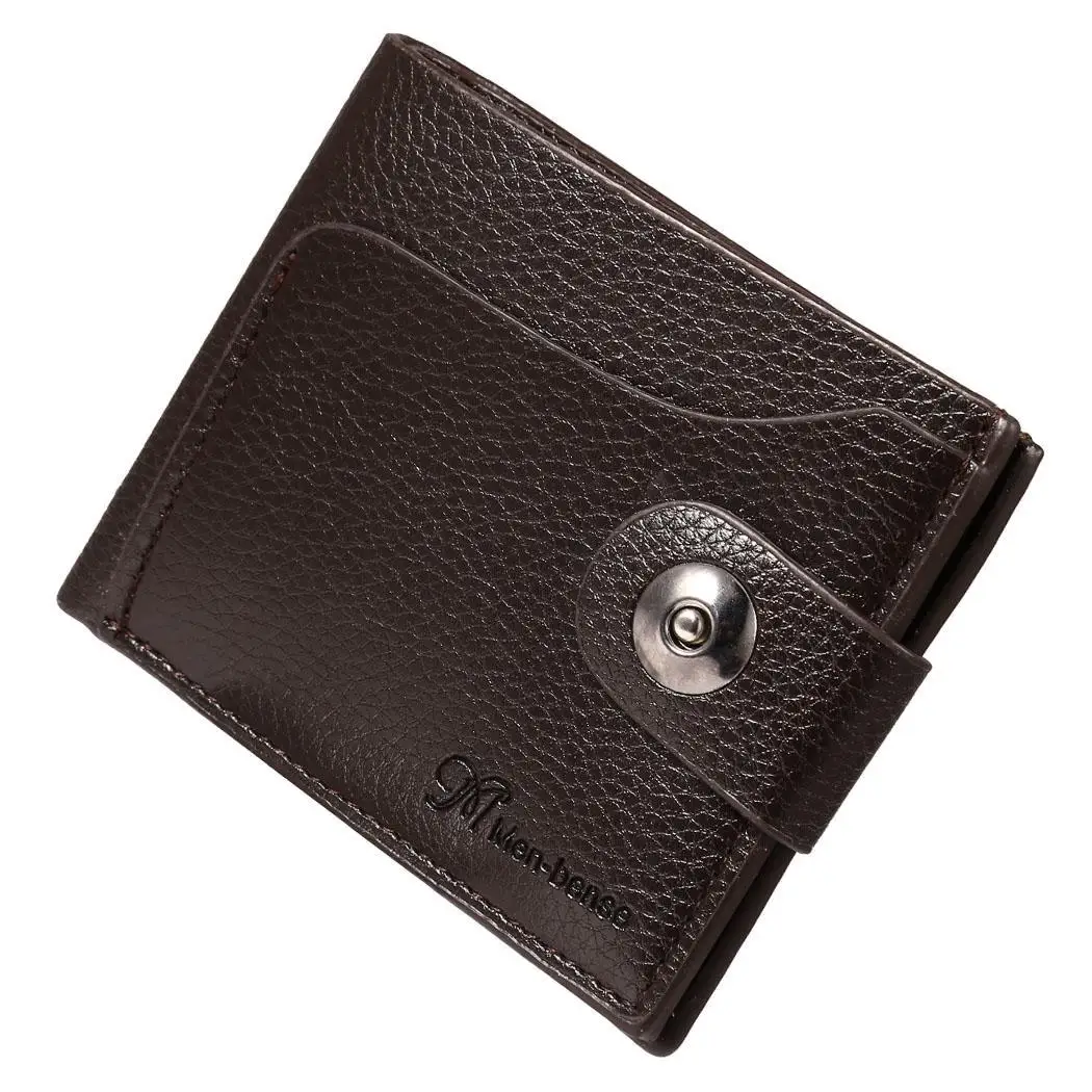 Мужской кошелек из синтетической кожи двойной короткий маленький для денег ID