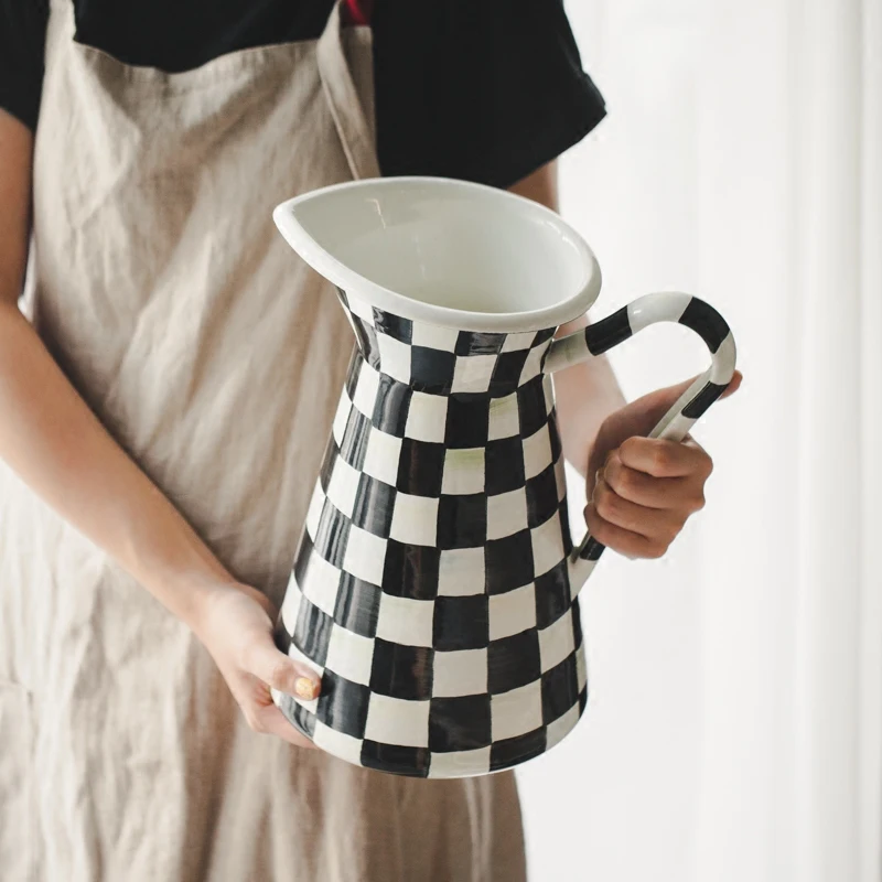 

Enamel Big Teapot Best Black White Creative Ceramic Water Kettle Decorative