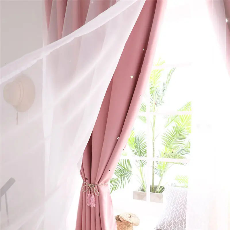 Starry Sky Sheer Curtain Window Treatment Voile Drape Valance Double-deck for living room bedroom new and high quality @L | Дом и сад