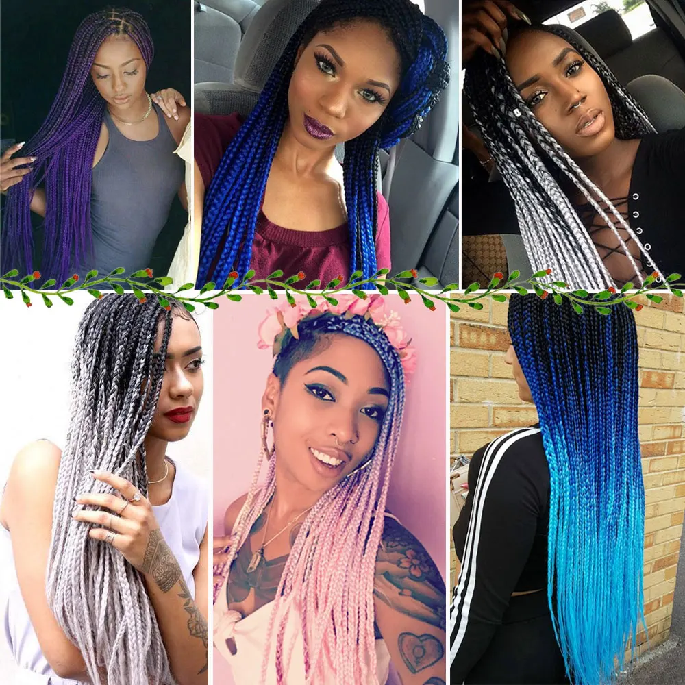 Омбре коробка косички вязанные Наращивание волос 24 дюйма синтетические