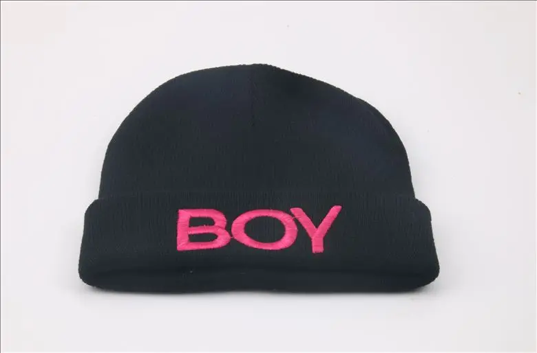 

Free Shiping Multicolor Boy Knitting Wool Sleeve Cap Letters Embroidered Hats For Boy And Girl Thick Winter Skull Cap Beanie Hat