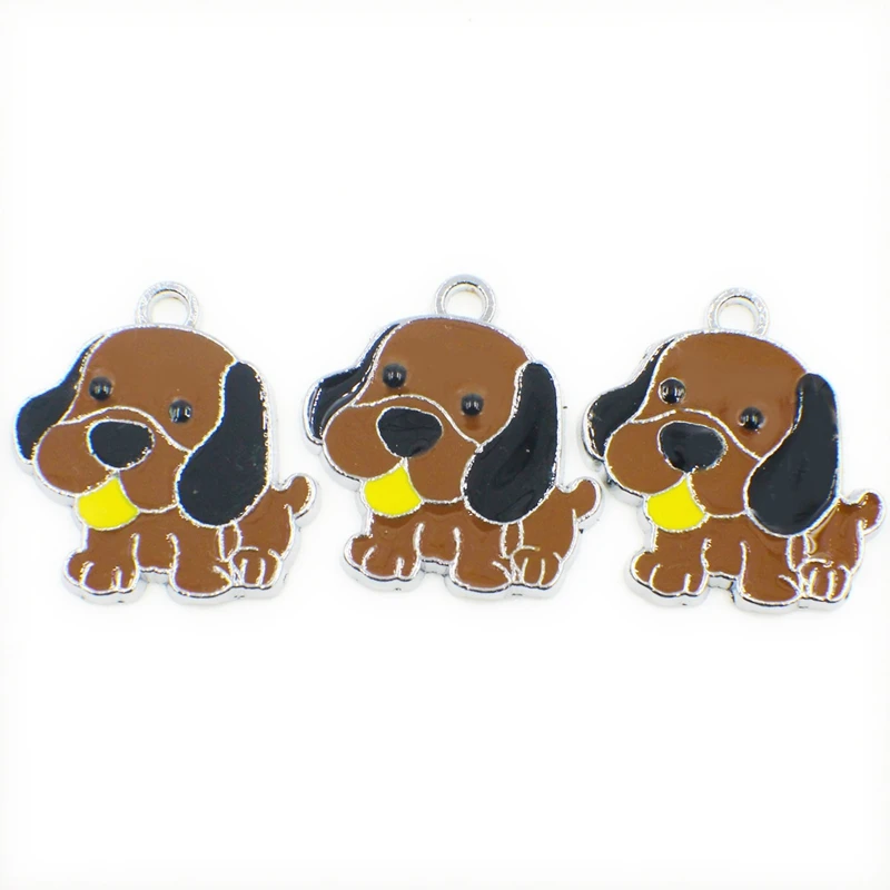 Великолепный кулон в виде собаки эмаль Серебряная основа животного шармы